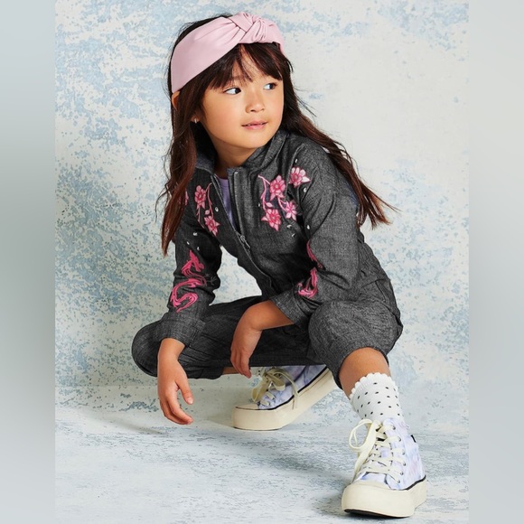 Disney Milan Jumpsuit Gray Zipper Front Elastic Waist Sizes 3 & 4 - Picture 1 of 12